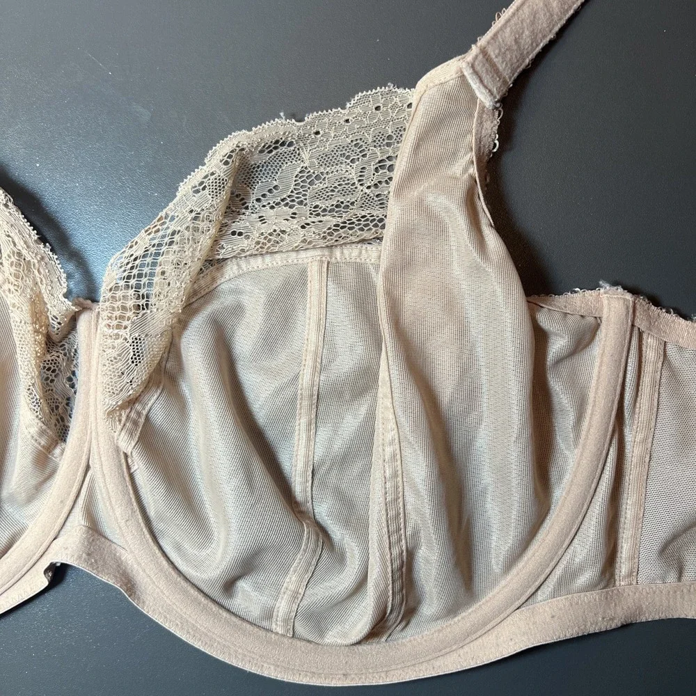 Panache Jasmine 36HH  Nude Balconette Underwire Semi Sheer Bra 6951‎